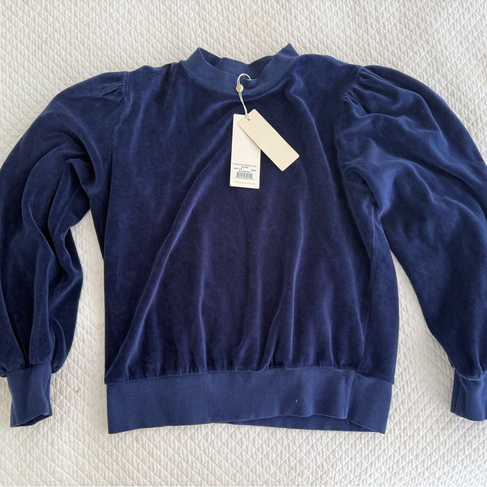 Navy Blue Women's Top crushed velvet